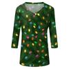 Women's T Shirt CHristmas Print 3/4 Sleeve Daily Weekend Fashion Basic V- Neck Regular Top