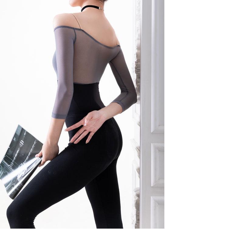 Women's Colorblock Seven-Sleeve Ballet Leotard: Fashionable Drop Shoulder Dancewear