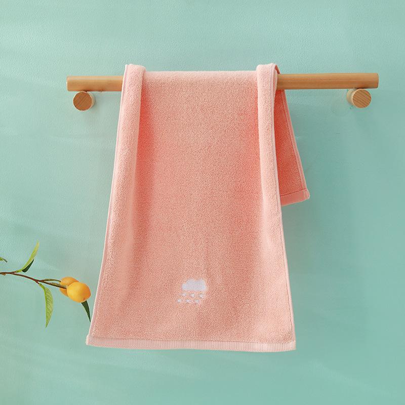 Children s Pure Cotton Absorbent Thickened Soft Embroidered Jacquard Trim Cloud Sun Rain Lightning Pattern Face Washing Bath (Pink,Standard&140x70cm) розовый