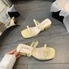 Female Shoes Loafers Glitter Slides Slippers Soft Square heel 2025 Jelly Comfort Block Spring Scandals Shoes Slippers Soft