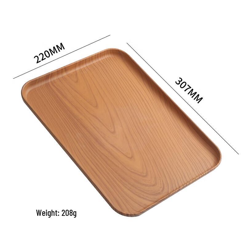 Rectangular Imitation Wood Grain Plastic Tea Tray Set