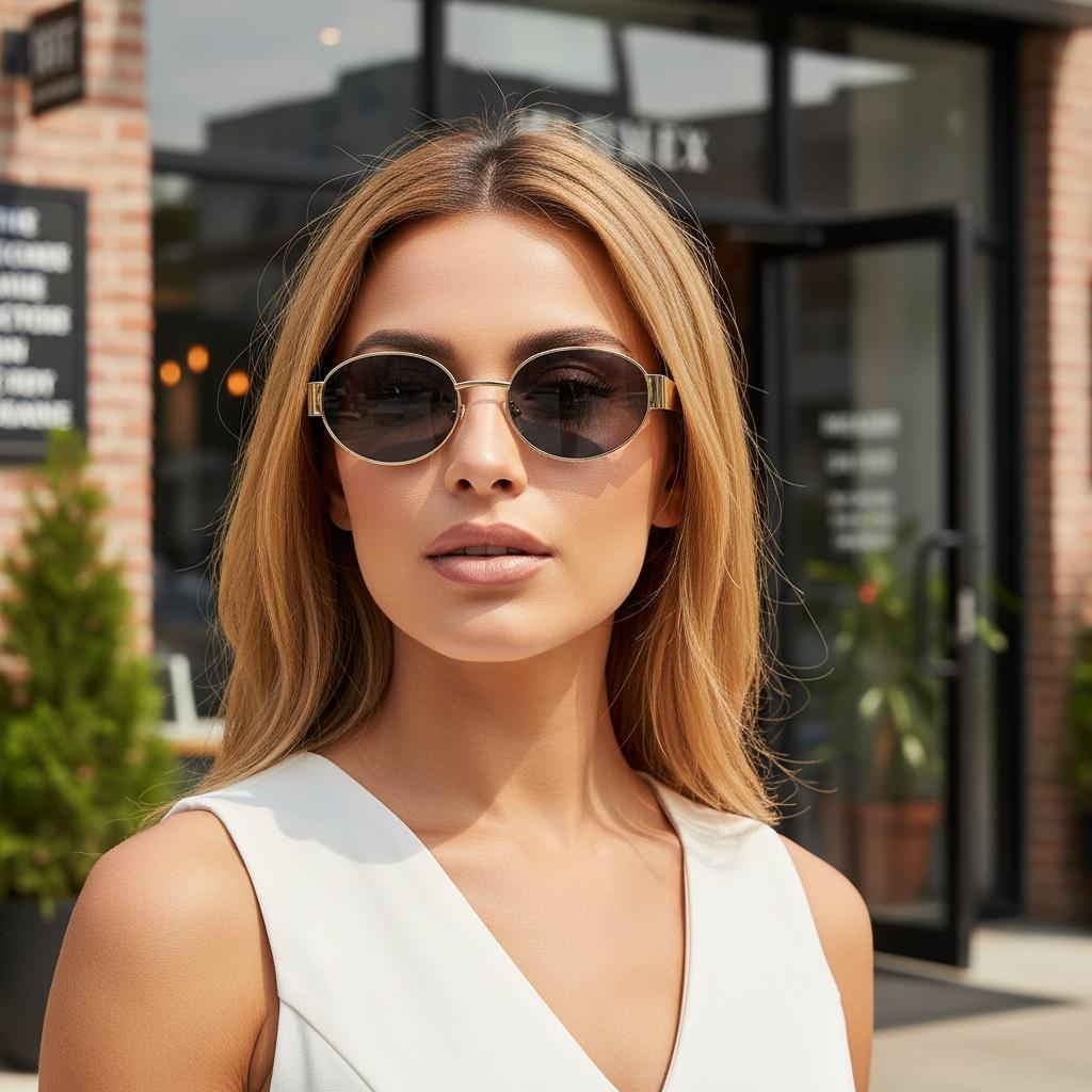 Small Metal Frame Oval Sunglasses For Women Brand Designer Fashion Luxury Shades UV400 Eyewear Men Vintage Sunglasses 2180