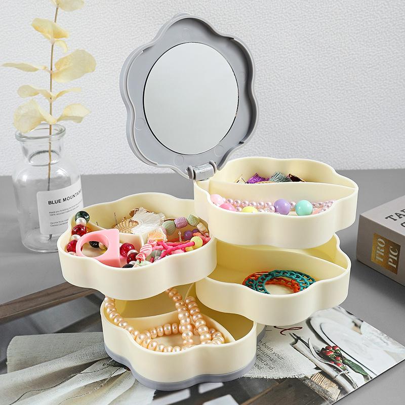 

Вращающаяся на 360 градусов многоярусная шкатулка для украшений для серег-пусет, ожерелий, браслетов, витрина, шкатулка для хранения украшений белый