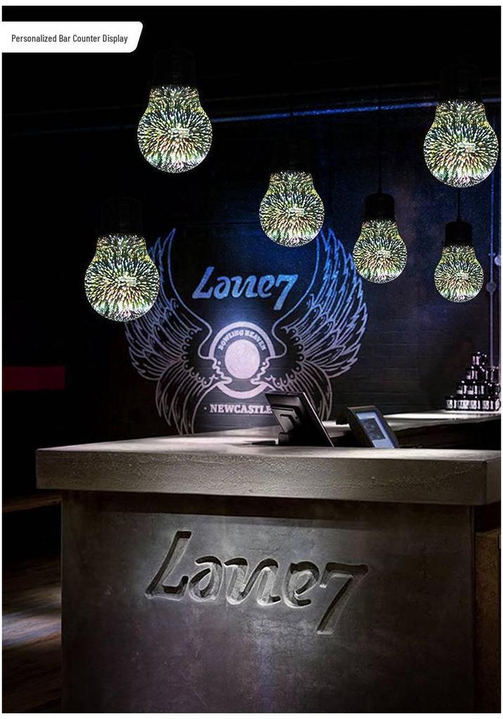 3D Colored Glass Pendant Lamp - Creative Industrial Style LED Lighting for Restaurant & Bar Decor.
