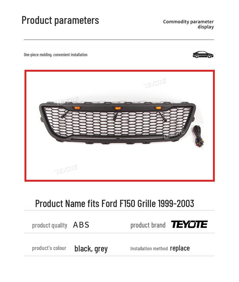 Ford F150 Grille, Modified Bumper (1999-2003), for Export