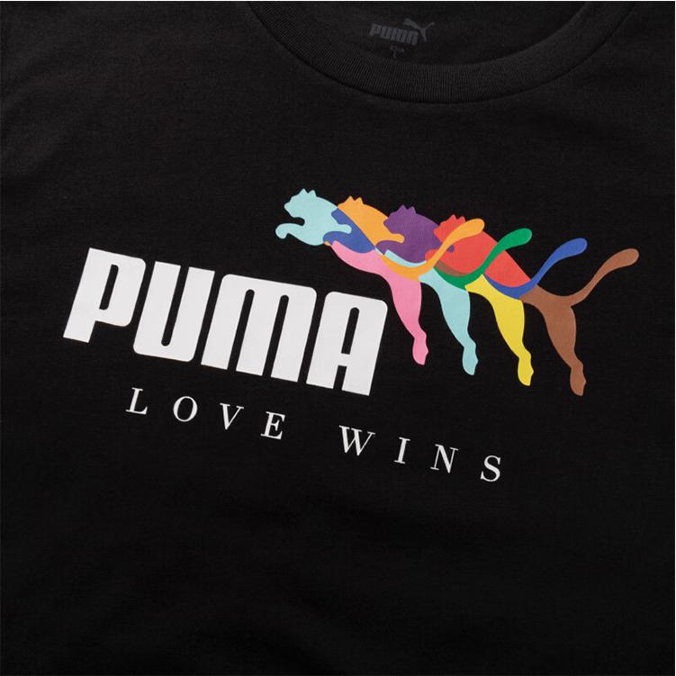 Puma Logo Print Breathable Short Sleeve T-Shirt Men tops Black 682147-01