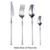 24 Pcs Mirror Matte Stainless Steel Black Gold Silver Cutlery Dinnerware Tableware Knife Spoon Fork Flatware Set Dishwasher Safe