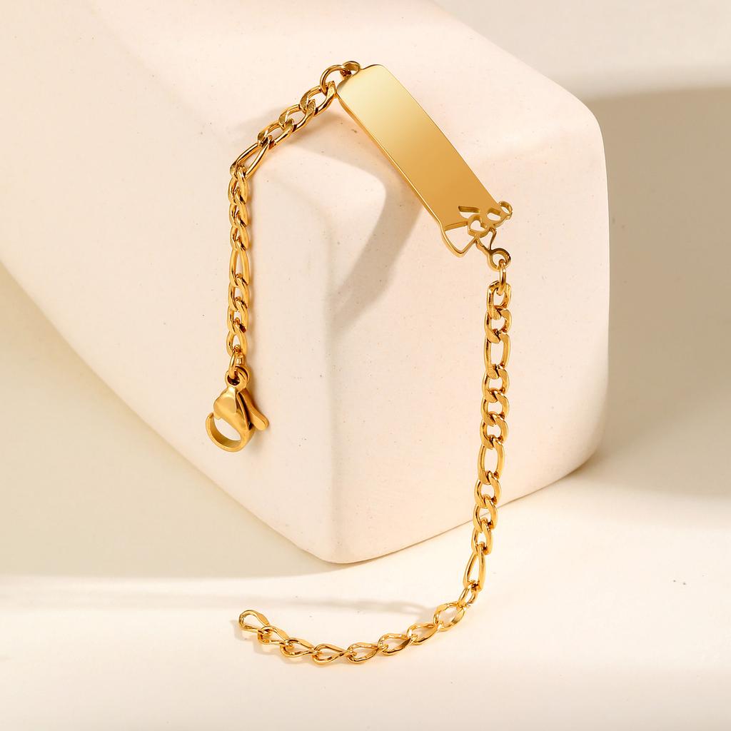 Free Engraving Name Date Bracelet for Baby,NK Chain Hollow Angel Stainless Steel Bracelets,Fashion Waterproof Jewelry Gift