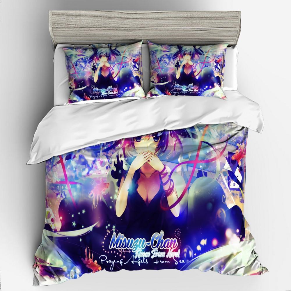 3D Digital Printing Animation Series Hatsune Quilt Cover Three-Piece Set Thickened