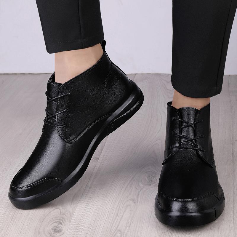 Famous Luxury Ankle Boots High Quality Mens Shoes Genuine Leather Casual Shoes Men Cow Leather Dress Warm Winter Boots for Men