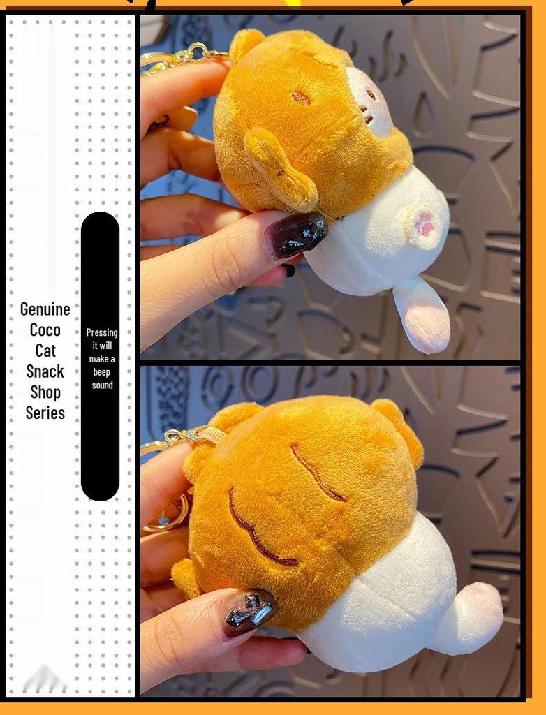 Baimao Coco Cat Plush Keychain: Cute Doll Bag Charm for Women & Couples