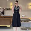 2024 French Retro Print Sleeveless Casual Dress for Women