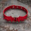 Fashion Jewelry for Girls Gothic Bat Leather Choker Necklace, Devil Eyes Collar Necklace Women Birthday Gifts Men, Adjustable Wing Clavicle Halloween