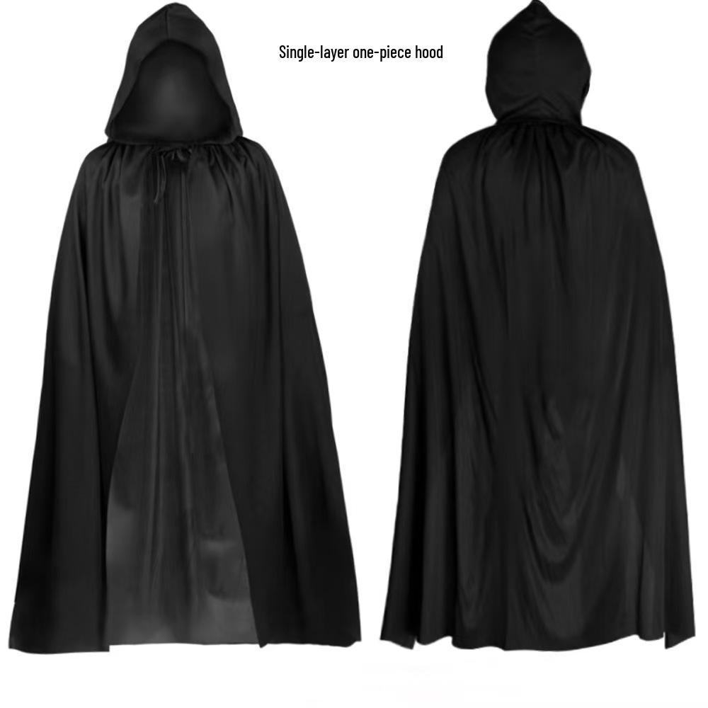 Ghost Witch & Elf Halloween Cosplay Cape with Hood for Kids & Adults