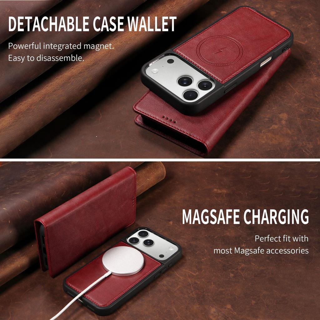 iPhone 18 Pro Max Magnetic Leather Case with Imitation Cowhide Texture and Flip Card Holder