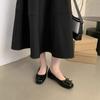 Gentle Bow Ballet Shoes Spring and Autumn New Square Head Small Leather Shoes Shallow Mouth Beanie Shoes Single Shoes Women