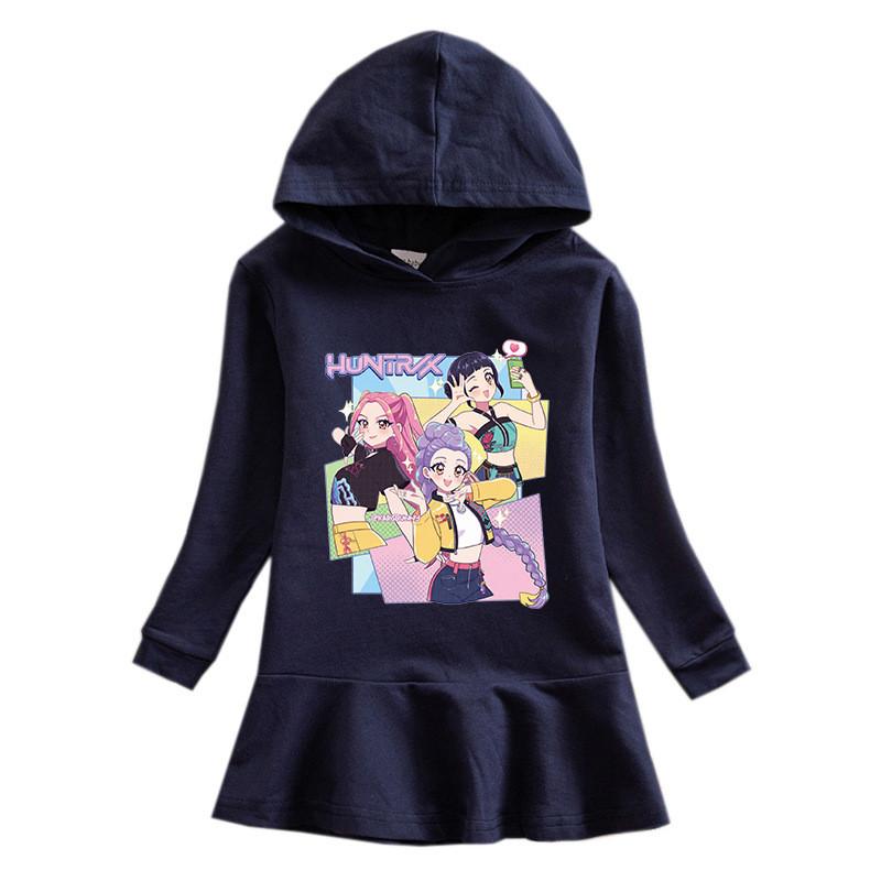 Girls Kpop Rumi Zoey Mira Hunters Print Mira Zoey Rumi Hooded Dress