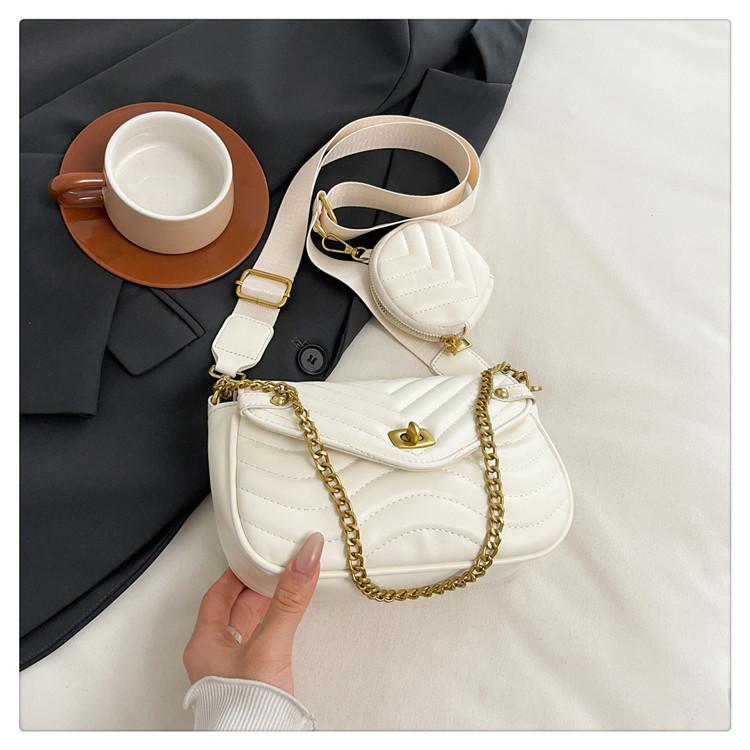 2025 fashion popular women s mother and child bag new fashion foreign style chain shoulder bag texture embroidery thread small square bag