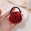 Hair Tie French Style Glossy Satin Rose Flower Decor Handcrafted 3D Petal Design Hair Rope Soft Smooth Fabric Hair Accessory