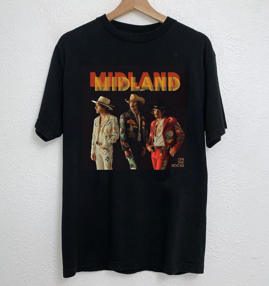 NEW Midland Band On the Rocks Short Sleeve Black All Size Shirt