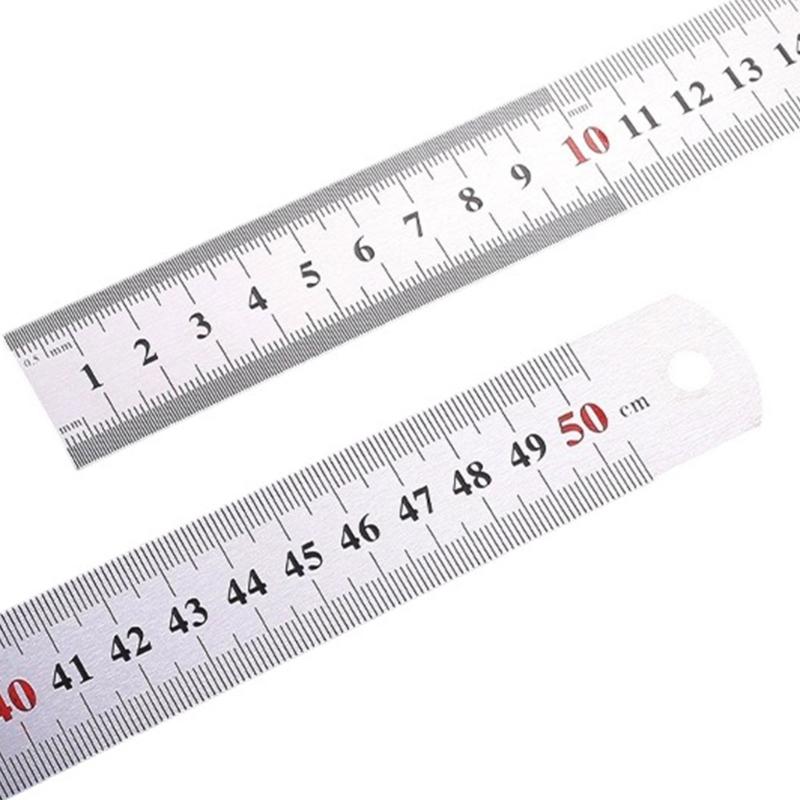 Stainless Steel Ruler with Inches Centimeters Scales Math Measuring Ruler Geometry Drafting Tool for Drawing Drafting