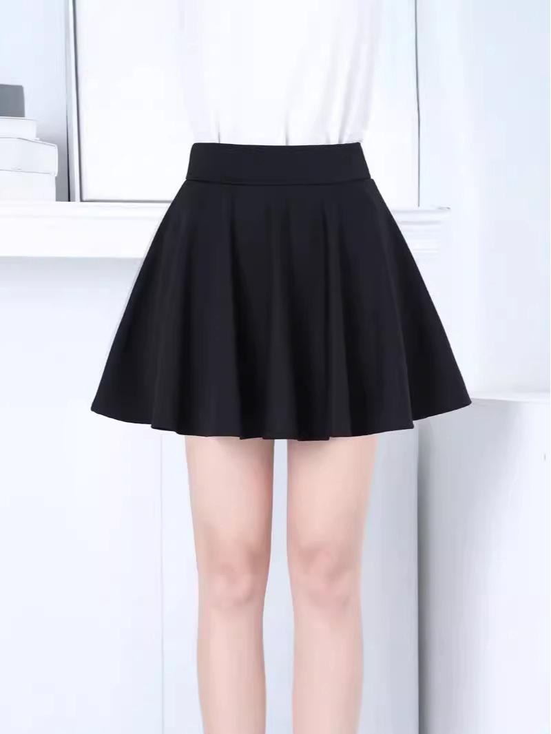 

2024 Осень Черная Мини-юбка с плиссировкой и высокой талией на резинке 2XL (Recommended for 131-147 lbs)