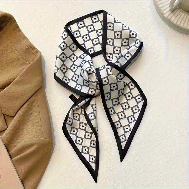 

Черный печатный шелковый шарф, повязка для волос, лента, завязанные волосы, длинный бант, винтажная атласная лента, шейный платок, аксессуары для волос