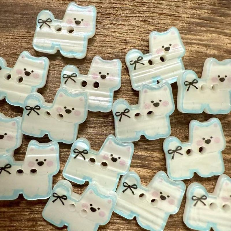 10Pcs Cute Cat Buttons 12mm Small Kitten Head White Resin 2-hole Buttons Clothing Accessories