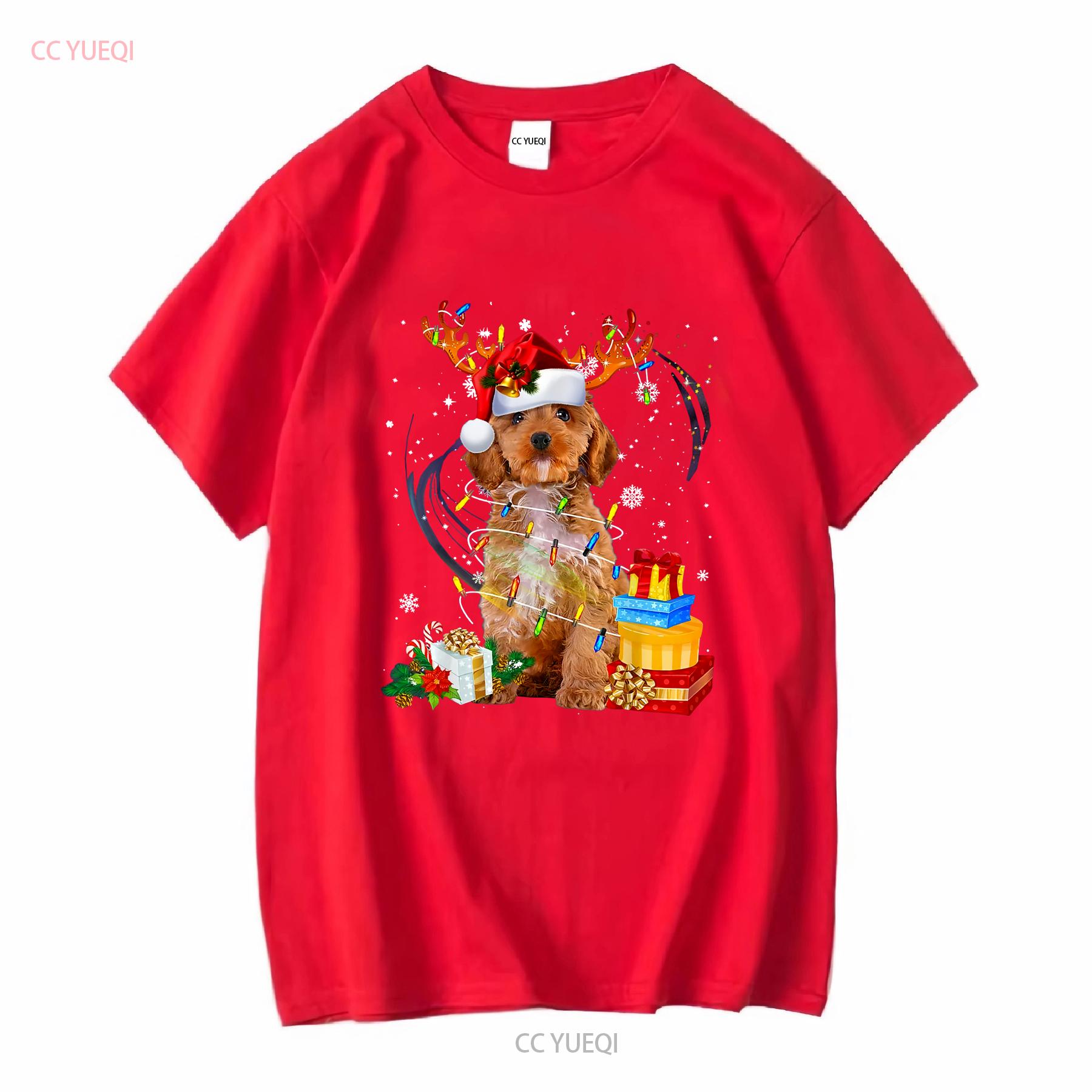 Cockapoo Reindeer Christmas Lights Funny Dog Xmas T Shirt vintage Washed Versatile Soft homme Comfortable Casual Unisex fashion S