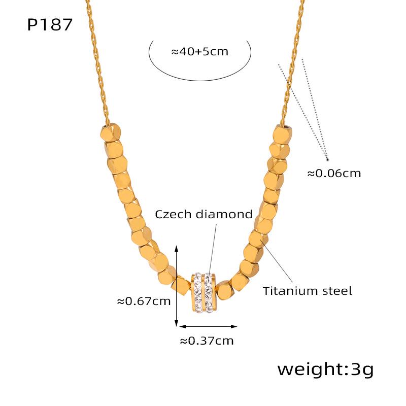 Elegant Geometric Zircon Pendant Necklace - Gold Plated Titanium Steel
