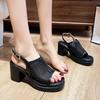 Fashion Elegant Woman Heeled Shoes 2025 High Quality Buckle Strap Women's Sandals Fashion Peep Toe Mesh Casual Women New Heeled Sandals