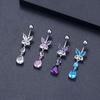 Stainless Steel Butterfly Zircon Belly Button Piercing Ring For Women Body Jewelry