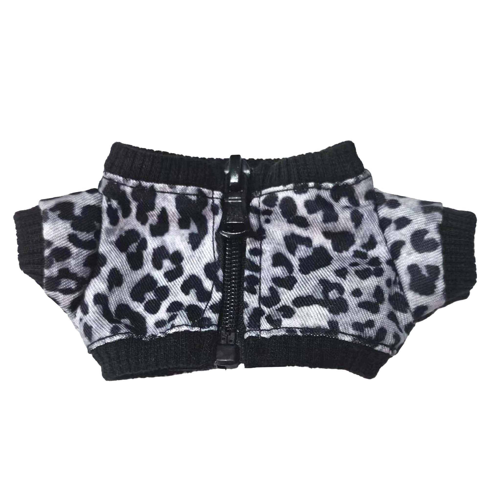 

Leopard print jacket, 10cm plush doll outfit, black. Perfect for mascots, idols, K-pop dolls, and other fan activities. [Used]
