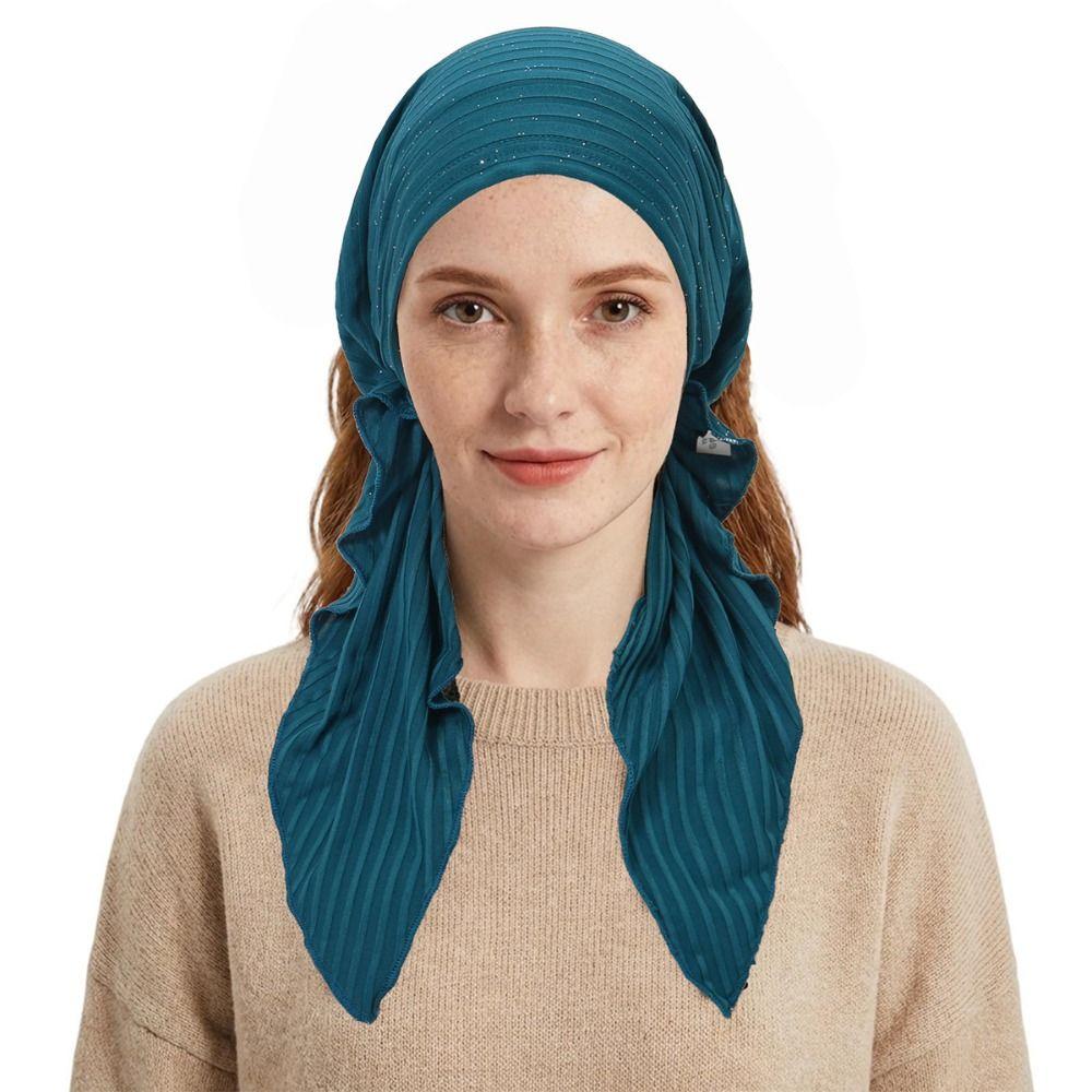 Breathable Pre-Tied Turban Stretch Fabric Bonnet Hat Trendy Head Wrap Women