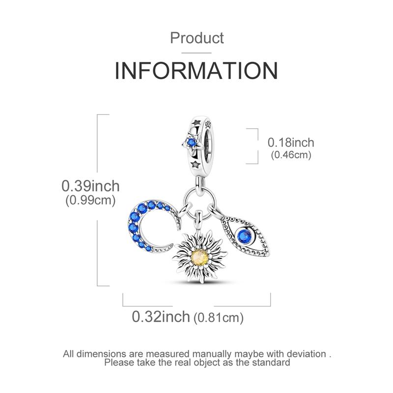 Copper Mystical Starry Sky Sun Moon Eye Guardian Pendant Charm Compatible With Authentic Charm Bracelets Women Do It Yourself Jewellery Gift