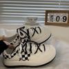 Women's Sneakers New Trendy Plaid Student Casual Sneaker All-Matching Platform White Shoes Women