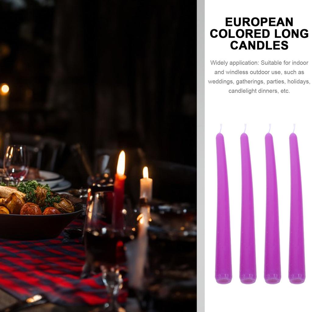 4Pcs Tall Unscented Taper Candles 10 Inch Black Dinner Table Candles Cotton Wick Smokeless Elegant Romantic Ambiance Decor 8H