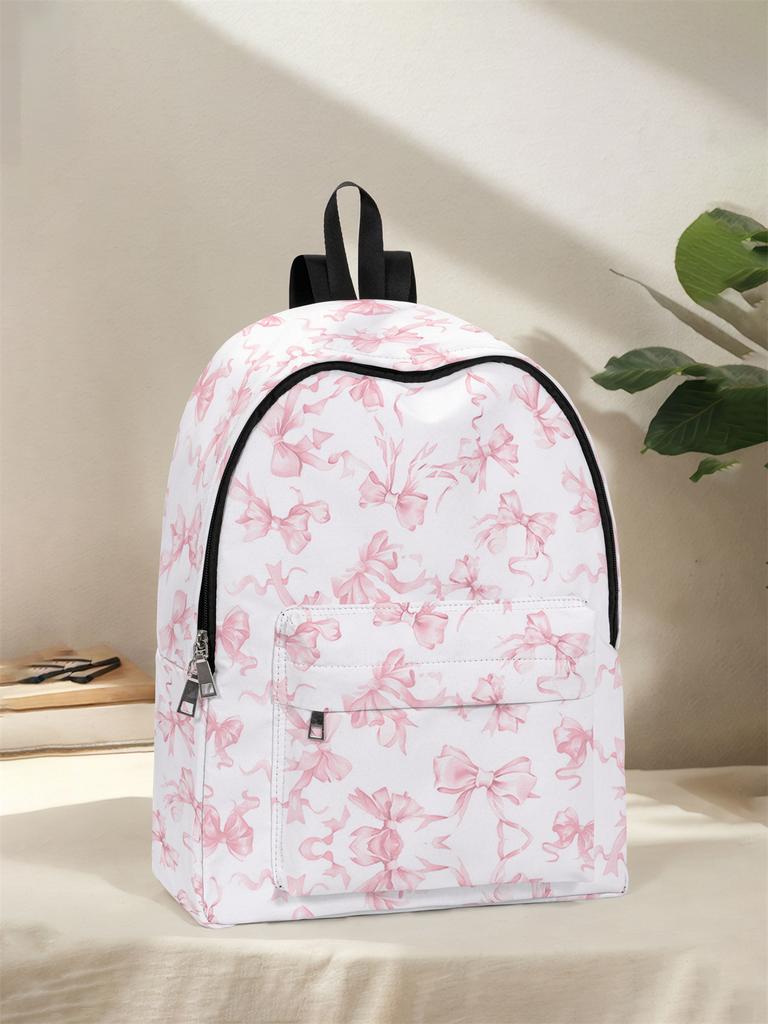 Bow Pattern Backpack, Model, Casual Travel Backpack, Lightweight and Simple Casual Travel Backpack