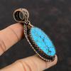 Tibetan Turquoise Pendant Copper Wire Wrapped Jewelry Handmade Copper Pendant Original Gemstone Pendant Engagement Gift Wire Wrapped Pendant