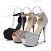 Fashion Women's Platform Peep Toe Wedding Shoes Rhinestone Sparkly High Heels for Women Party Dress Shoes Size 34-40 Tacones De Mujer