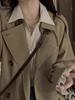 Women's Popular Khaki Trench Coat - British Style, Mid-Length, Petite Fit for Spring & Autumn 2025