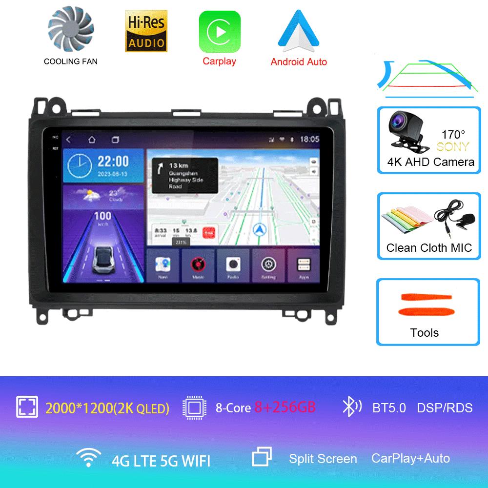 Android 14 Video Player 9'' For Mercedes Benz B200 Sprinter W906 W639 AB Class W169 W245 Viano Vito Car Radio Multimedia GPS DVD