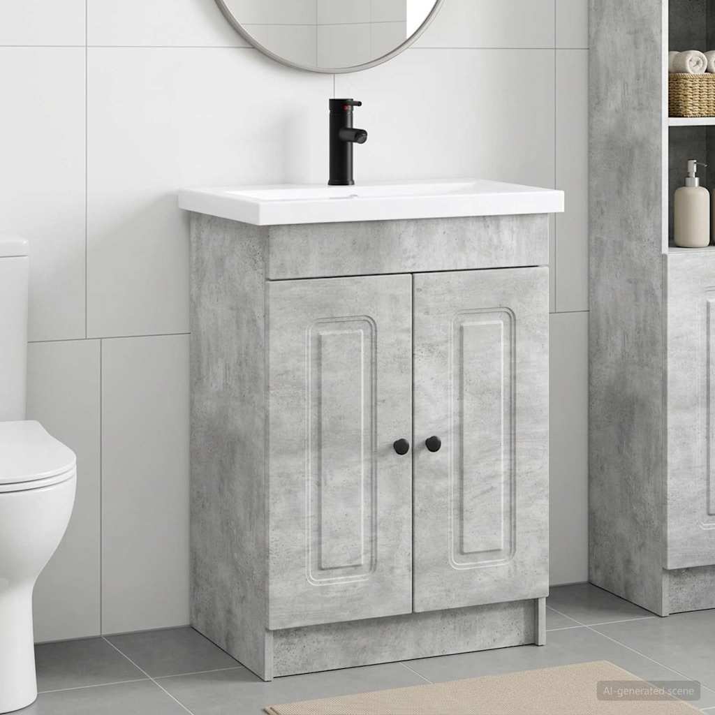 Bathroom Furniture Set Concrete Grey 56 x 37.5 x 81 cm Particleboard