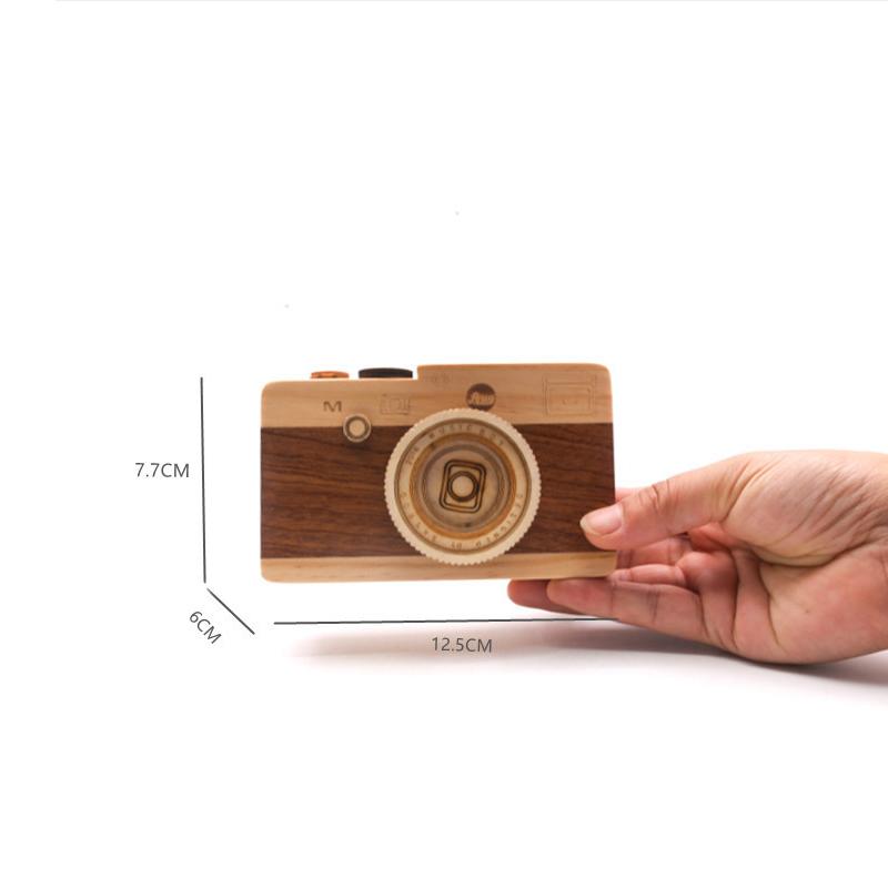 

Ручная работа Декоративная деревянная винтажная музыкальная шкатулка для камеры Креативный вращающийся затвор Ретро-шкатулка для камеры Выпускной День рождения Подарок из мультфильма
