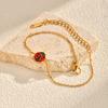 New Fashion Enamel Ladybird Charm Bracelet Women, Stainless Steel Thin Link Handmade Jewelry