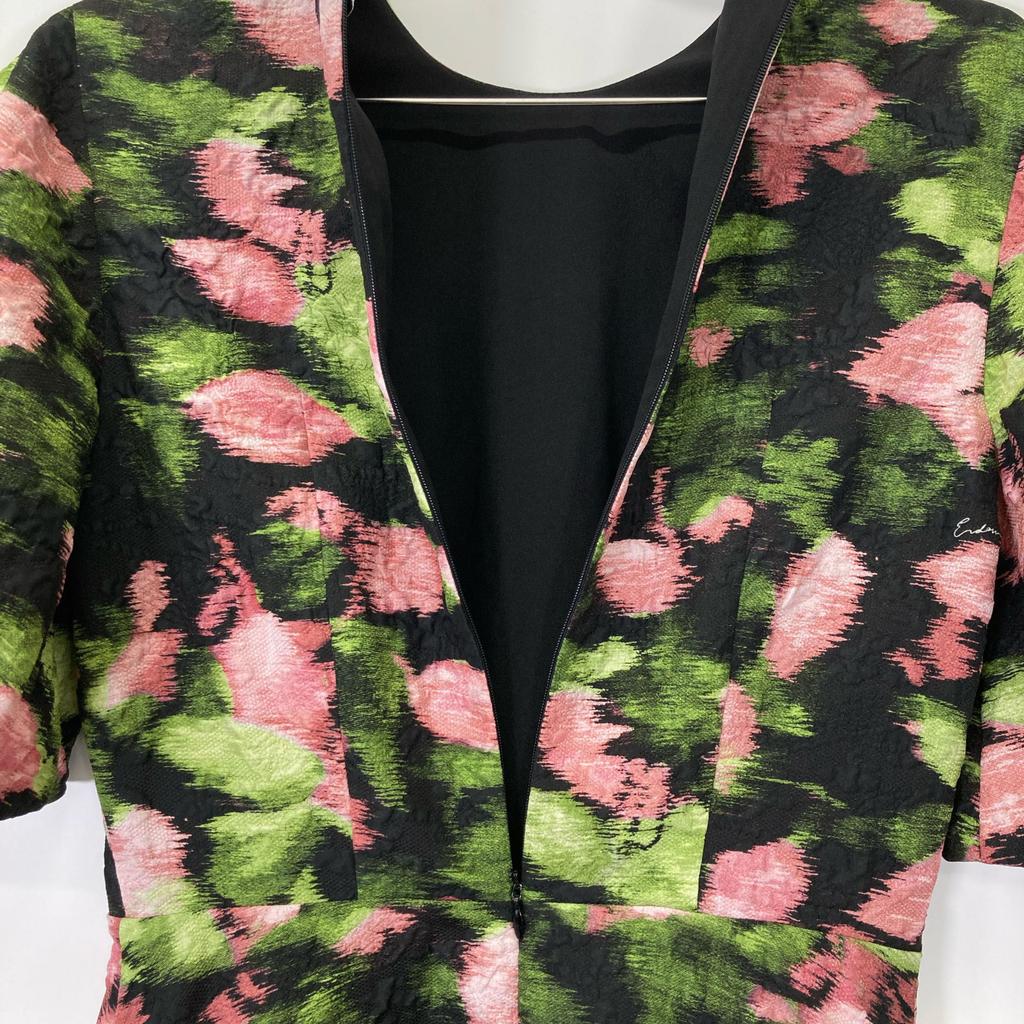 ERDEM F1D914 Black floral print one-piece 24FW dress UK6 blackUsed