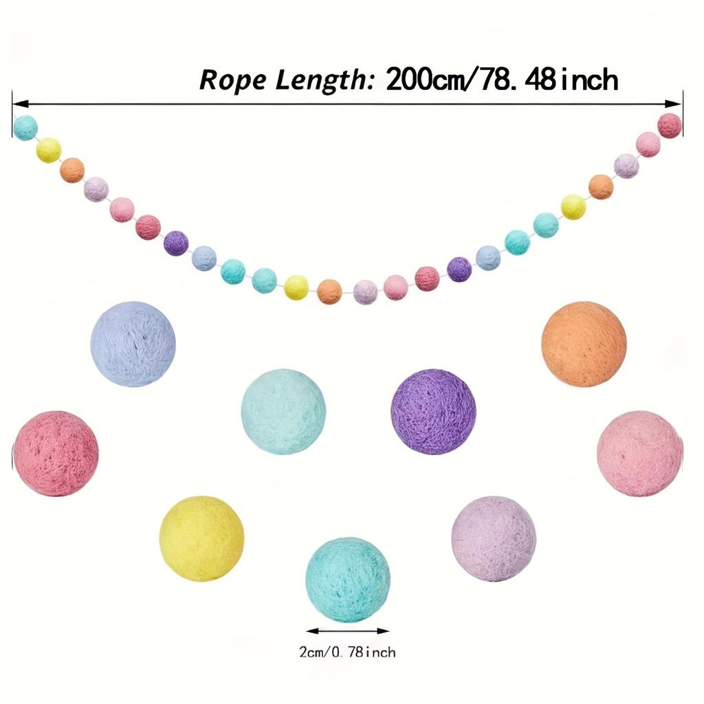 2.5m Colorful Pompom Pendant Garland Nordic Series Felt Ball String Hanging DIY Handmade Nursery Children Room Home Decor