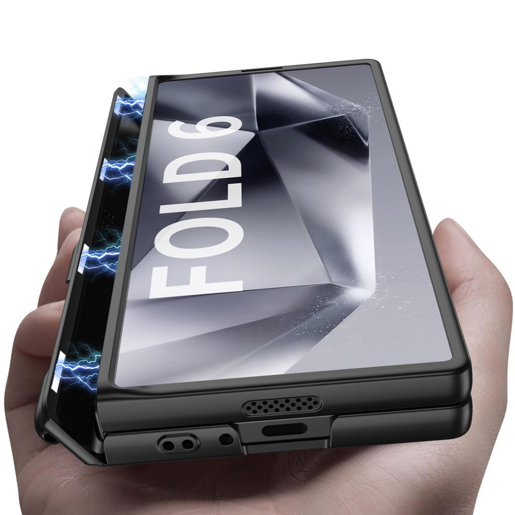 Samsung ZFold6 Mobile Phone Case Center Shaft Magnetic Suction Hinge Full Inclusive Pen Slot Anti-fall PC Hard Shell Fashion Folding Shell