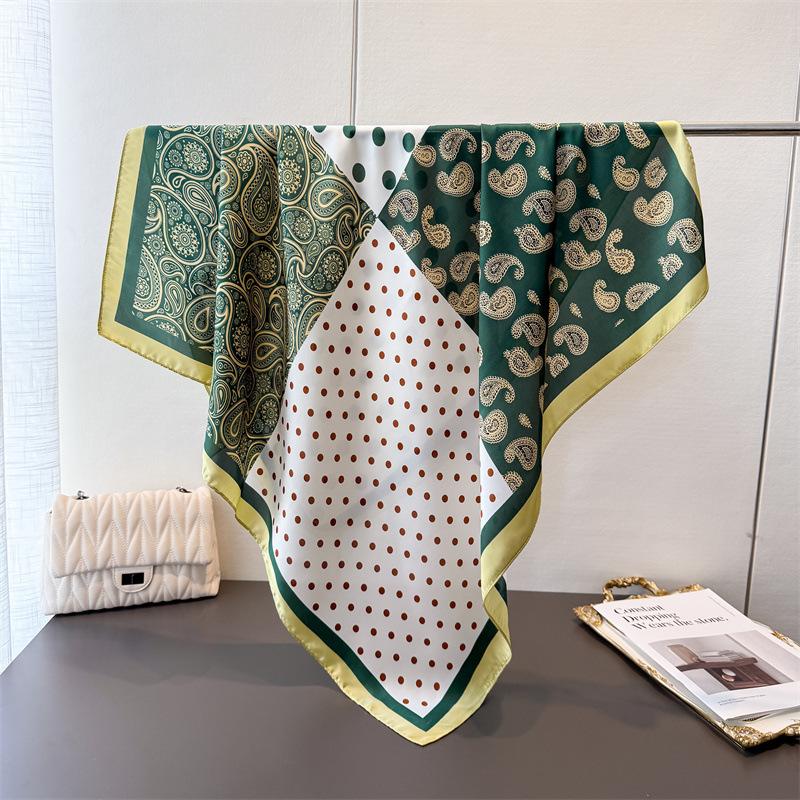 Cashew Polka Dot Simulation Silk High-End Printing Large Square Scarf Silk Scarf Shawl Headscarf Neck Protection Scarf Decorative Women'S Scarf