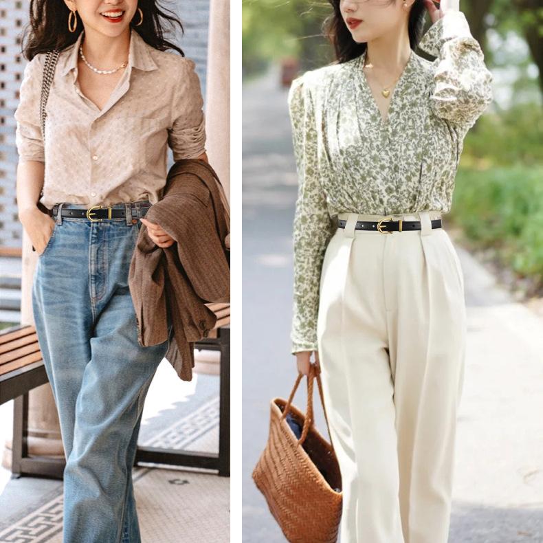 Belt Women'S Leather Decorative Casual Suit With Jeans Retro Real Cowhide Thin Belt
